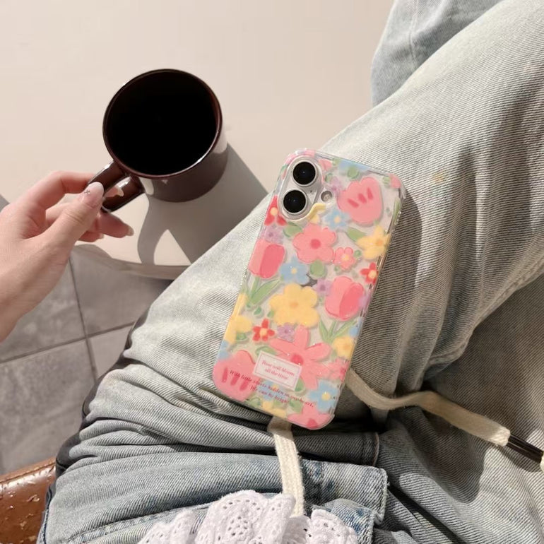 Flower Silicon Case For iPhone Charm With Anti Fall Holder