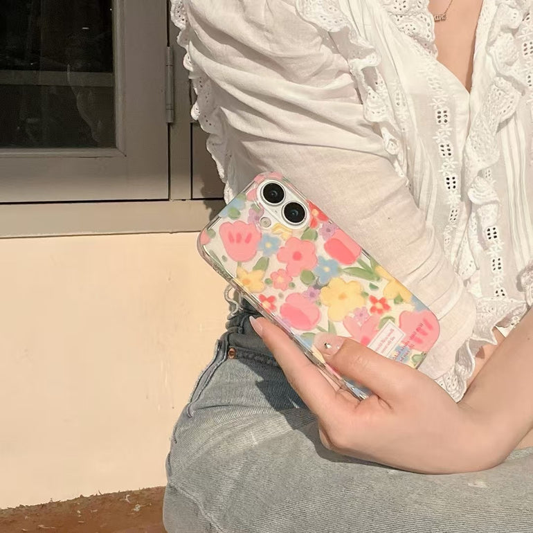 Flower Silicon Case For iPhone Charm With Anti Fall Holder