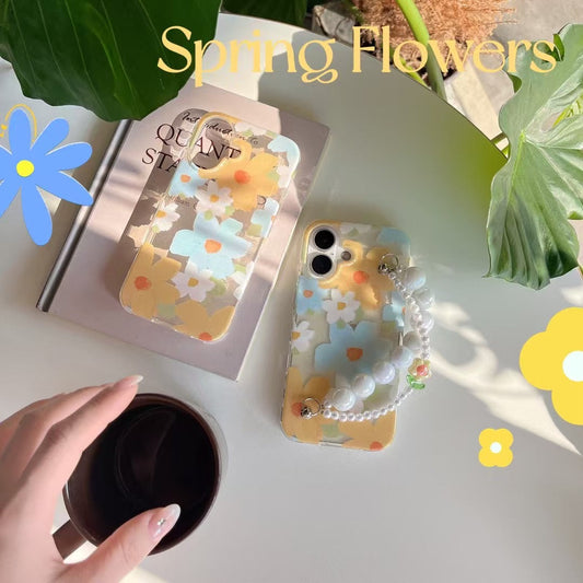 Daisy Pattern Silicon iPhone Case With Anti Fall Holder