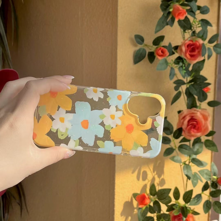 Daisy Pattern Silicon iPhone Case With Anti Fall Holder