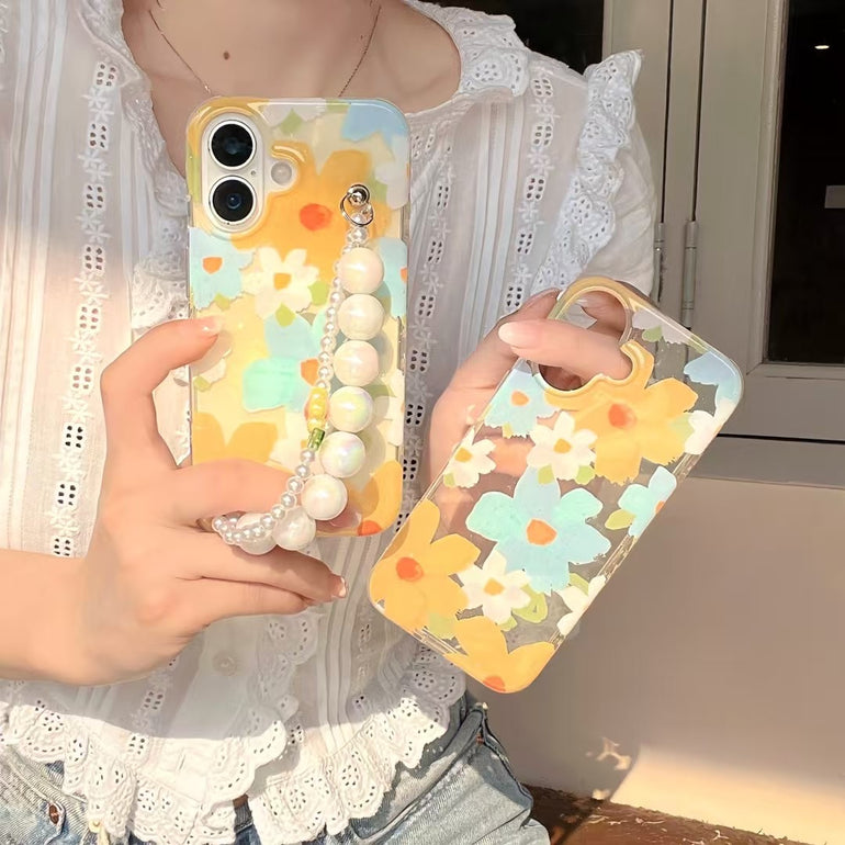 Daisy Pattern Silicon iPhone Case With Anti Fall Holder