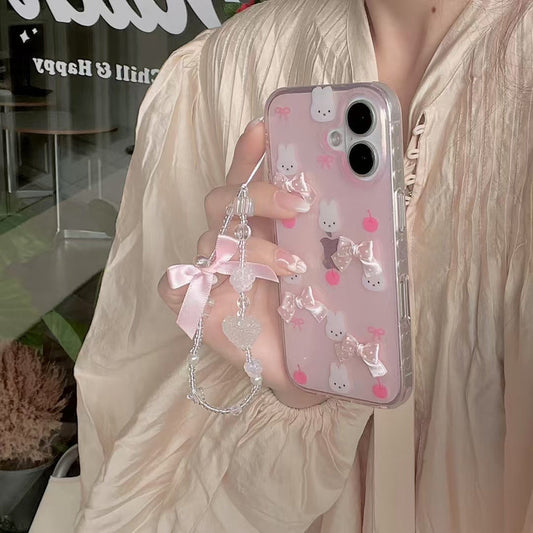 Bunny Bows Case For iPhone With Heart Charm