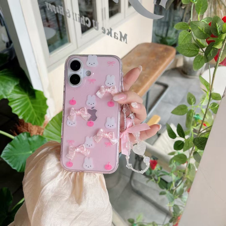 Bunny Bows Case For iPhone With Heart Charm