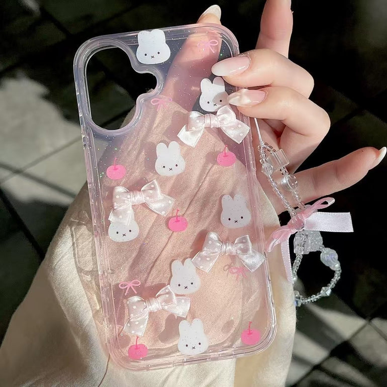 Bunny Bows Case For iPhone With Heart Charm
