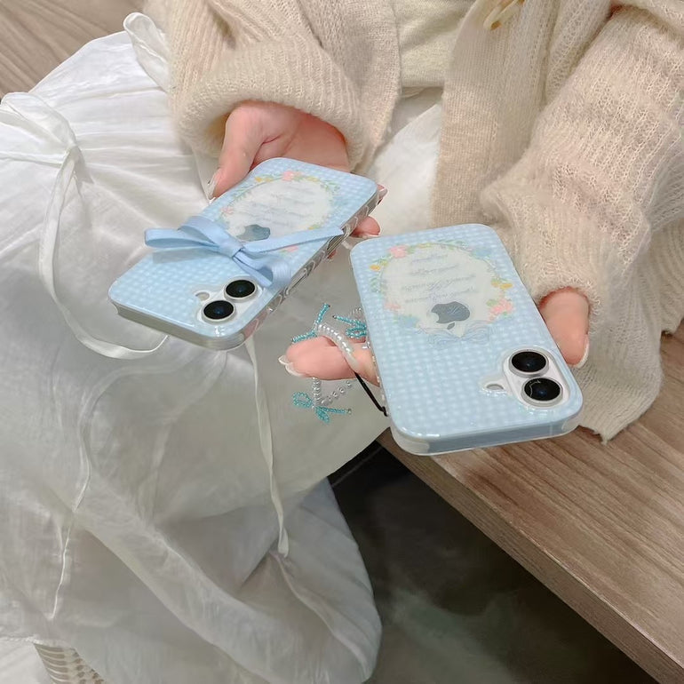 Bow Check Silicon Case For iPhone With Bow Charm