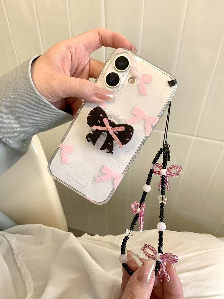 Bow Pattern Silicon Case For iPhone With Bow Holder