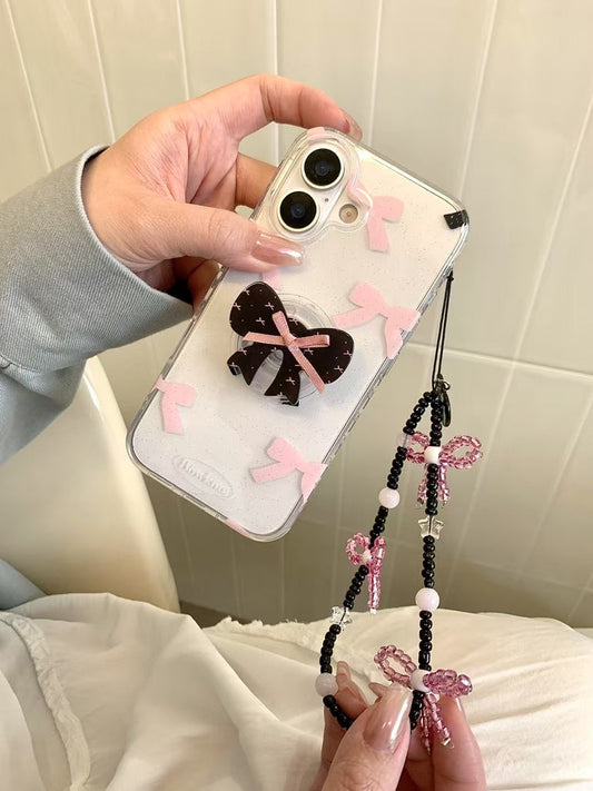 Bow Pattern Silicon Case For iPhone With Bow Holder