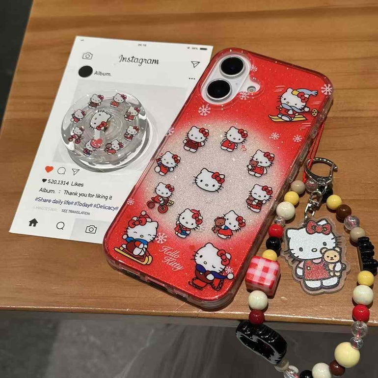 Kitty Riding Silicon Case For iPhone With Kitty Holder And Charm
