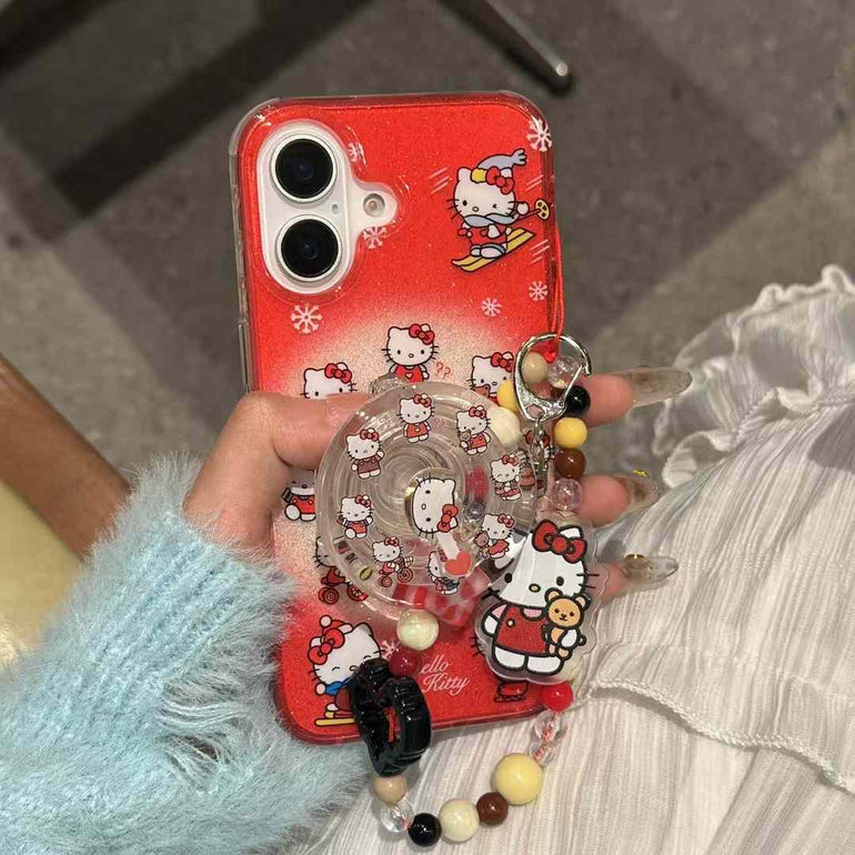 Kitty Riding Silicon Case For iPhone With Kitty Holder And Charm