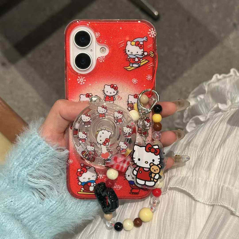 Kitty Riding Silicon Case For iPhone With Kitty Holder And Charm