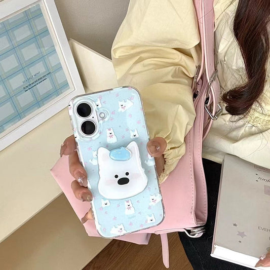 Dog Pattern Silicon Case For iPhone With Dog Holder