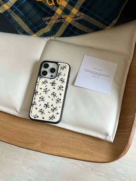 Flower Pattern Leather Embossed Case For iPhone