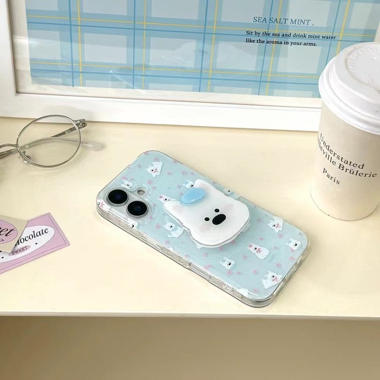 Dog Pattern Silicon Case For iPhone With Dog Holder
