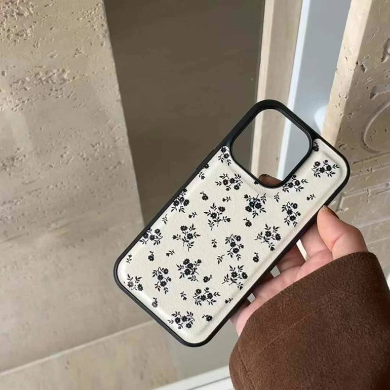 Flower Pattern Leather Embossed Case For iPhone
