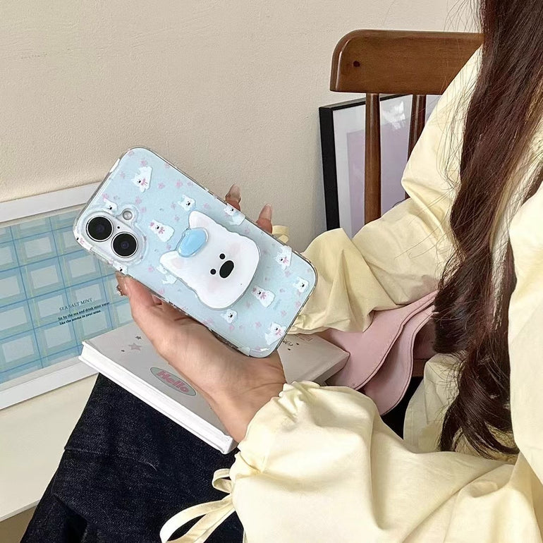 Dog Pattern Silicon Case For iPhone With Dog Holder