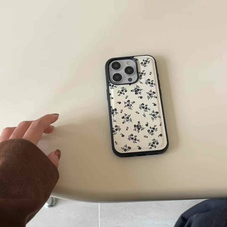 Flower Pattern Leather Embossed Case For iPhone