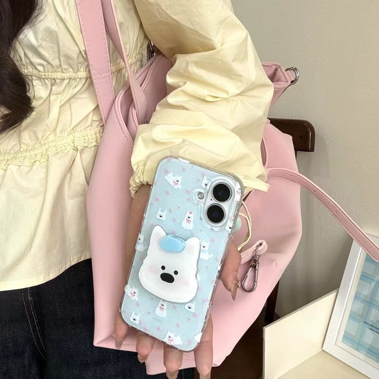 Dog Pattern Silicon Case For iPhone With Dog Holder