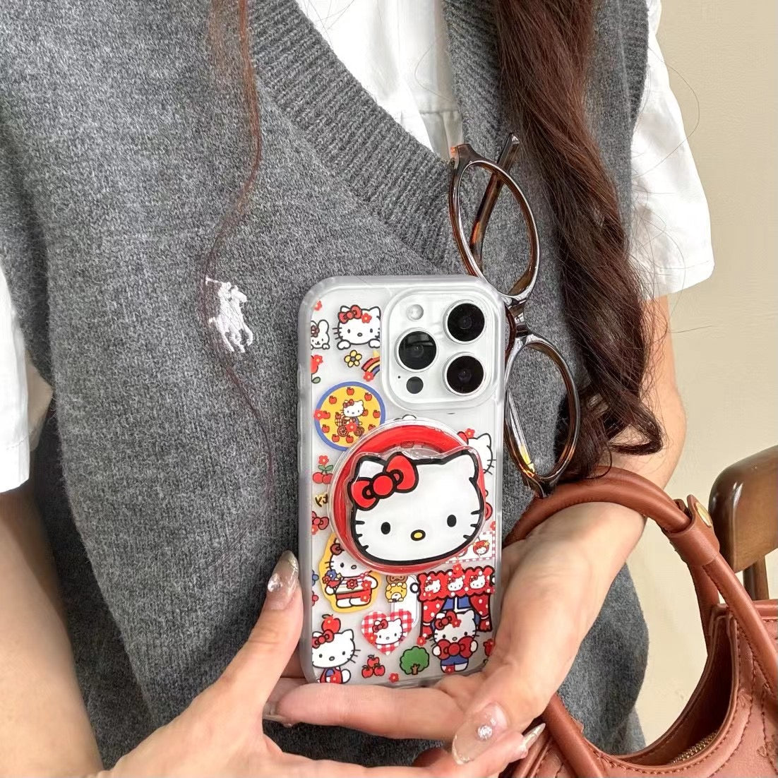 Kitty Silicon Magsafe iPhone Case With Magsafe Removable Holder