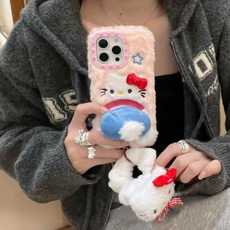 Kitty Bum Warm Plush Case For iPhone With Kitty Charm