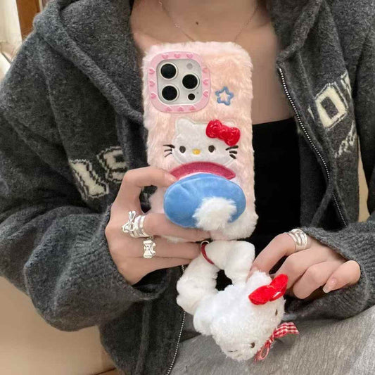 Kitty Bum Warm Plush Case For iPhone With Kitty Charm