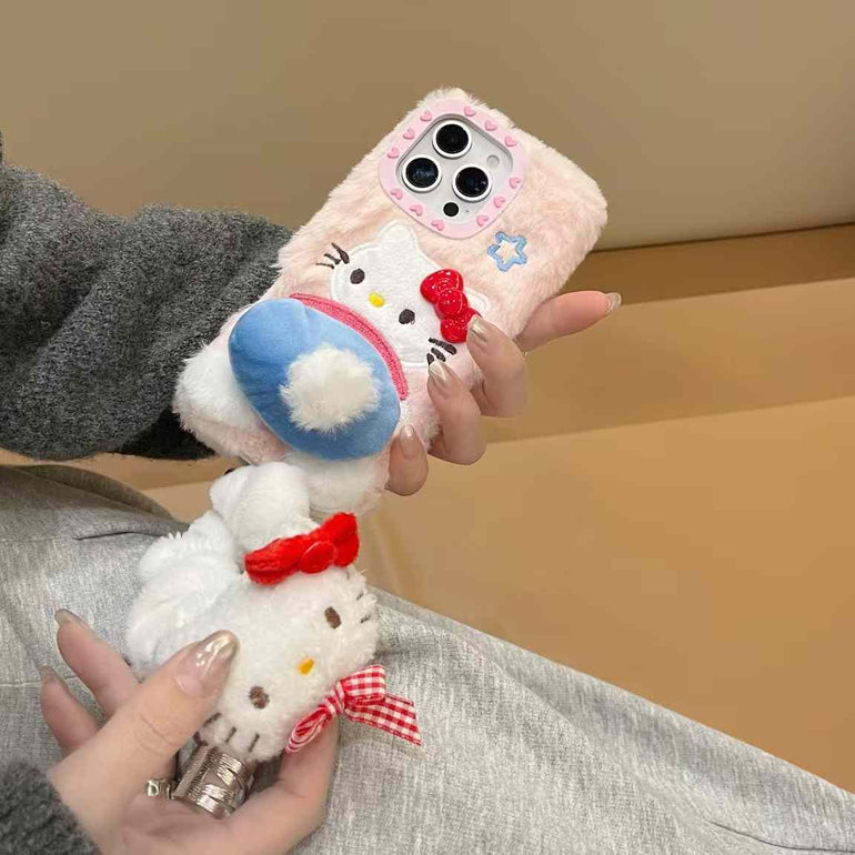 Kitty Bum Warm Plush Case For iPhone With Kitty Charm