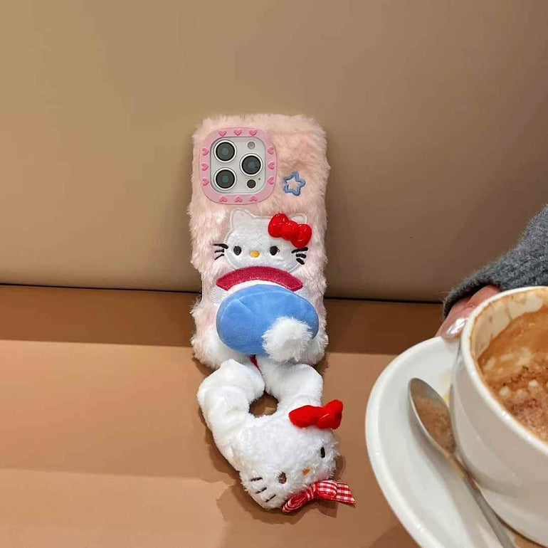 Kitty Bum Warm Plush Case For iPhone With Kitty Charm