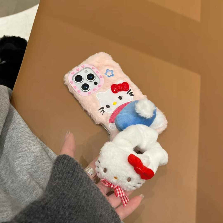 Kitty Bum Warm Plush Case For iPhone With Kitty Charm