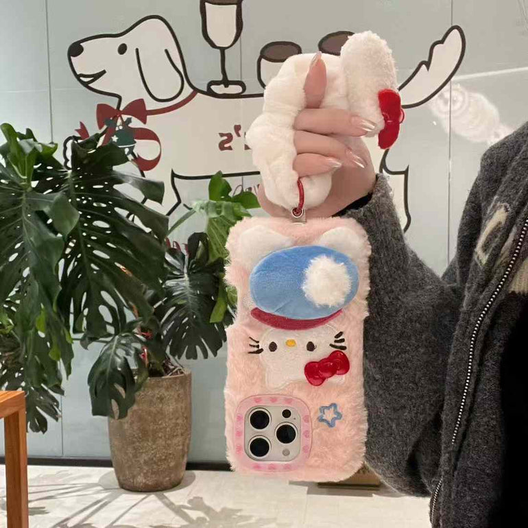 Kitty Bum Warm Plush Case For iPhone With Kitty Charm