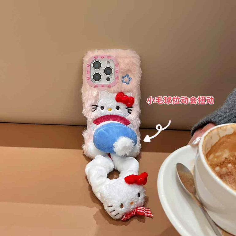 Kitty Bum Warm Plush Case For iPhone With Kitty Charm