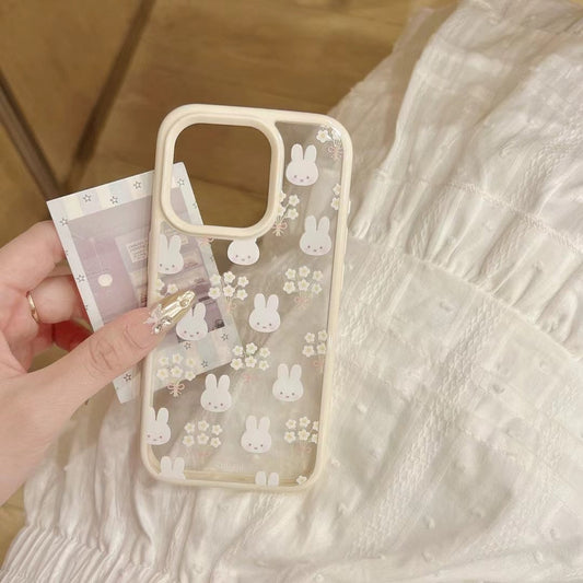 Bunny Flower Transparent Case For iPhone