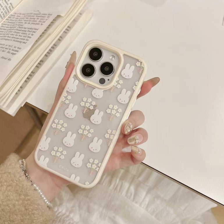 Bunny Flower Transparent Case For iPhone