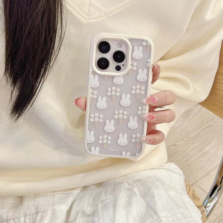 Bunny Flower Transparent Case For iPhone