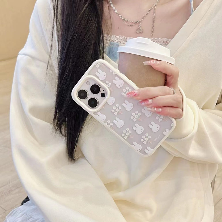Bunny Flower Transparent Case For iPhone