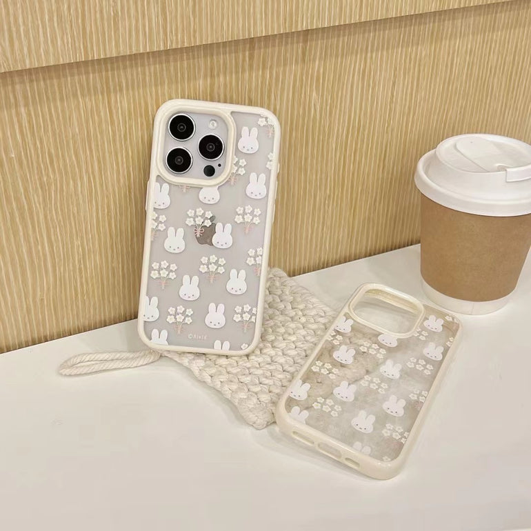 Bunny Flower Transparent Case For iPhone