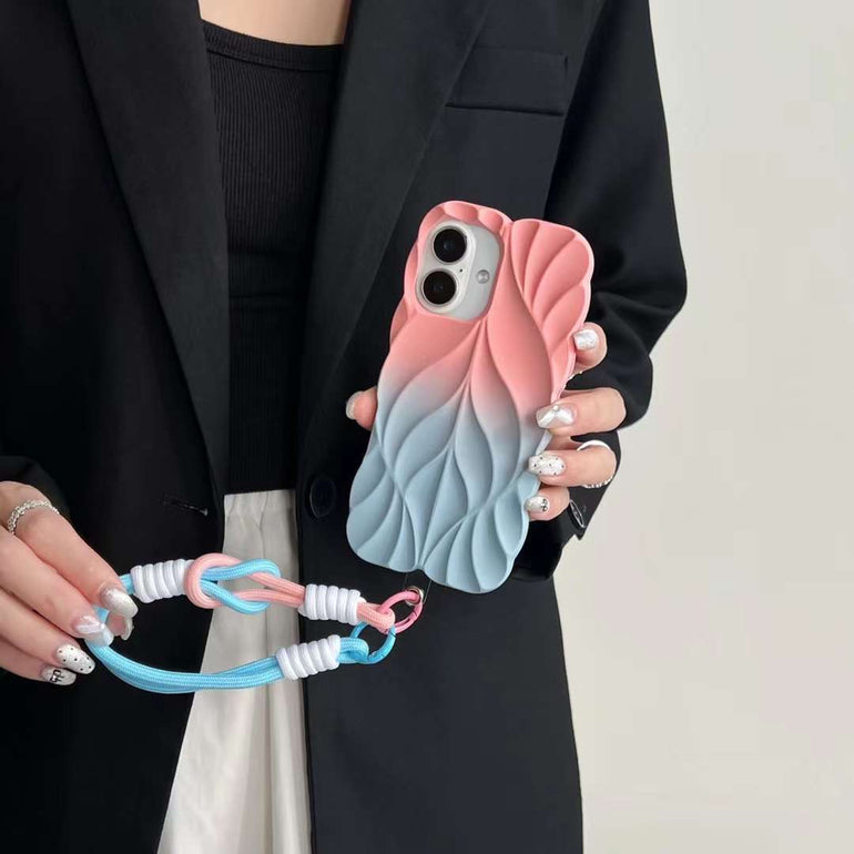 Gradient Silicon 3D Abstract Designer Case for iPhone With Hand Bracelet