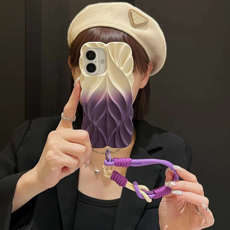 Gradient Silicon 3D Abstract Designer Case for iPhone With Hand Bracelet