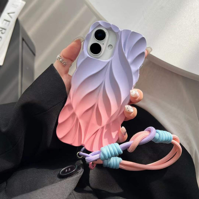 Gradient Silicon 3D Abstract Designer Case for iPhone With Hand Bracelet