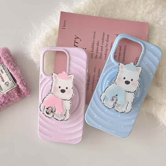 Solid Color Ripple Case For iPhone With Puppy Ripple