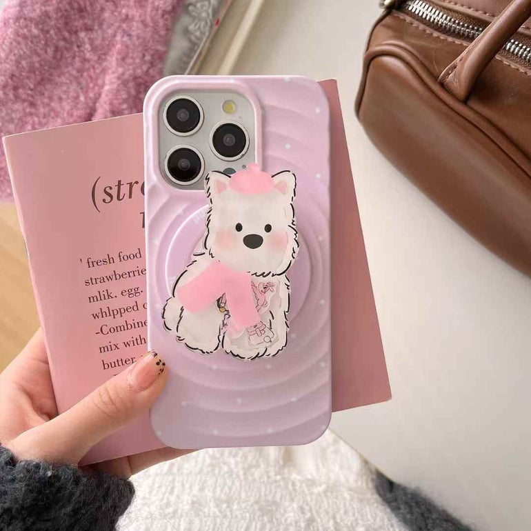 Solid Color Ripple Case For iPhone With Puppy Ripple
