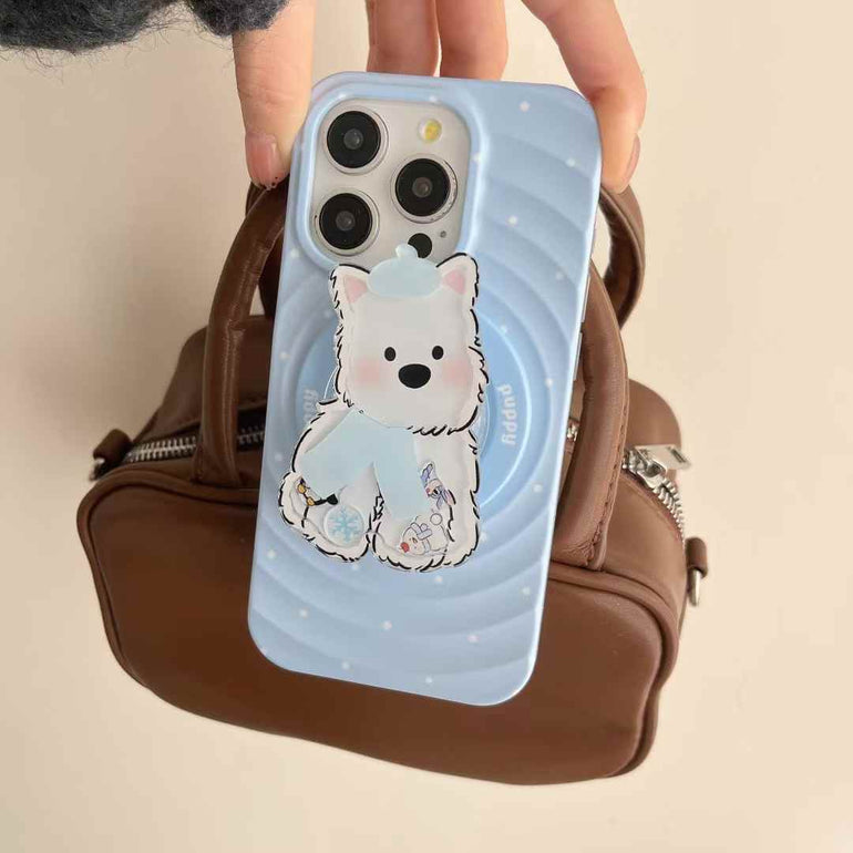 Solid Color Ripple Case For iPhone With Puppy Ripple