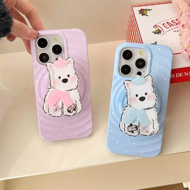 Solid Color Ripple Case For iPhone With Puppy Ripple