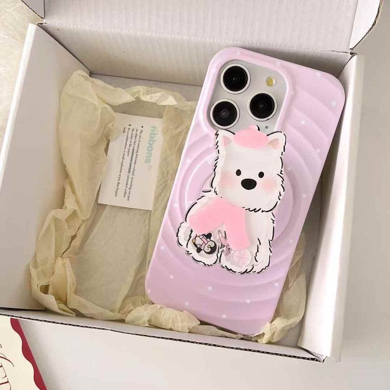 Solid Color Ripple Case For iPhone With Puppy Ripple