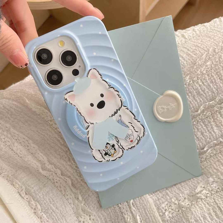 Solid Color Ripple Case For iPhone With Puppy Ripple