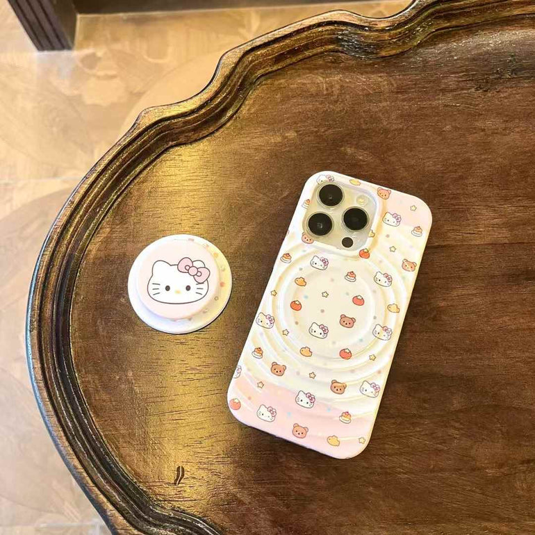 Kitty And Bear Ripple Case For iPhone With Kitty Magsafe Holder