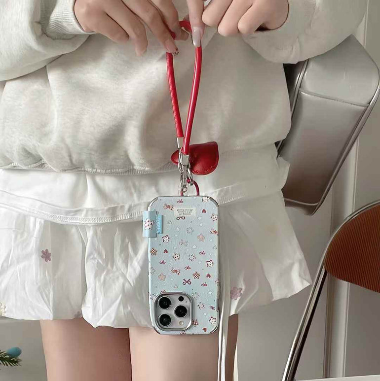 Cute Bow With Star Pattern Case For iPhone With Heart Charm