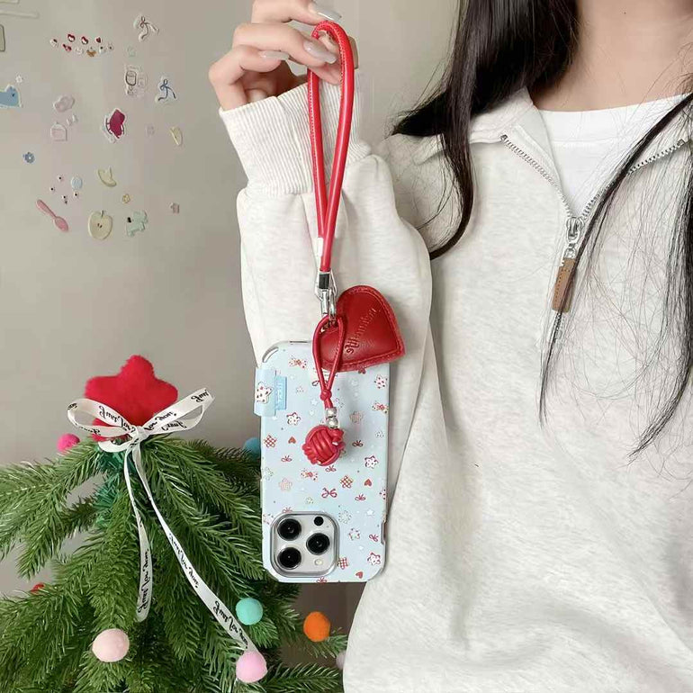 Cute Bow With Star Pattern Case For iPhone With Heart Charm