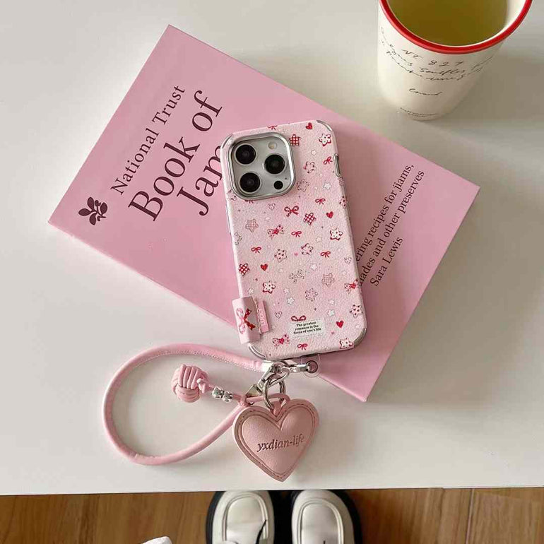 Cute Bow With Star Pattern Case For iPhone With Heart Charm