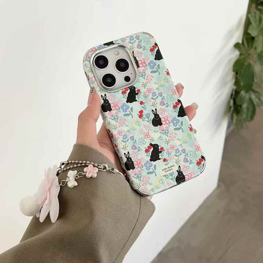 Cute Bunny With Flower Case For iPhone With Bunny Charm