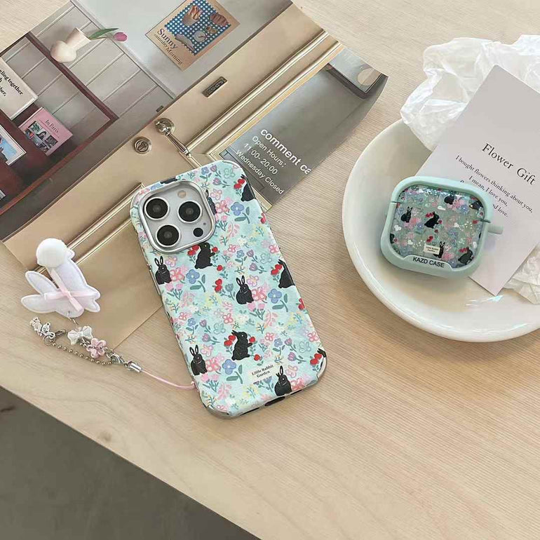 Cute Bunny With Flower Case For iPhone With Bunny Charm