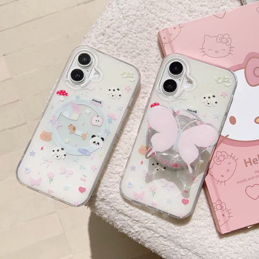 Cute Dogs Silicon Magsafe Case For iPhone With Butterfly Magsafe Holder